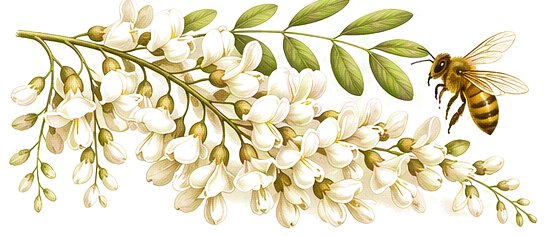 Fiori di acacia con un'ape